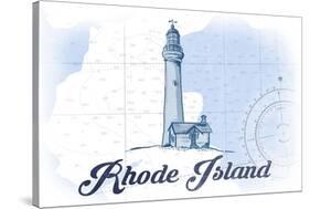 Rhode Island - Lighthouse - Blue - Coastal Icon-Lantern Press-Stretched Canvas