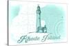 Rhode Island - Lighthouse - Teal - Coastal Icon-Lantern Press-Stretched Canvas