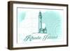 Rhode Island - Lighthouse - Teal - Coastal Icon-Lantern Press-Framed Art Print