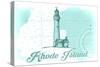 Rhode Island - Lighthouse - Teal - Coastal Icon-Lantern Press-Stretched Canvas