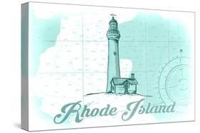 Rhode Island - Lighthouse - Teal - Coastal Icon-Lantern Press-Stretched Canvas