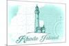 Rhode Island - Lighthouse - Teal - Coastal Icon-Lantern Press-Mounted Premium Giclee Print