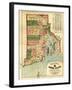 Rhode Island - Panoramic Map-Lantern Press-Framed Art Print