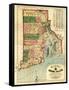 Rhode Island - Panoramic Map-Lantern Press-Framed Stretched Canvas