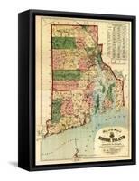 Rhode Island - Panoramic Map-Lantern Press-Framed Stretched Canvas