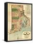 Rhode Island - Panoramic Map-Lantern Press-Framed Stretched Canvas