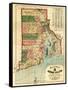 Rhode Island - Panoramic Map-Lantern Press-Framed Stretched Canvas