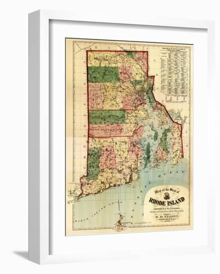 Rhode Island - Panoramic Map-Lantern Press-Framed Art Print