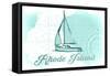 Rhode Island - Sailboat - Teal - Coastal Icon-Lantern Press-Framed Stretched Canvas
