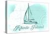 Rhode Island - Sailboat - Teal - Coastal Icon-Lantern Press-Stretched Canvas