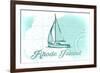 Rhode Island - Sailboat - Teal - Coastal Icon-Lantern Press-Framed Art Print