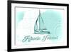 Rhode Island - Sailboat - Teal - Coastal Icon-Lantern Press-Framed Art Print