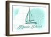 Rhode Island - Sailboat - Teal - Coastal Icon-Lantern Press-Framed Art Print