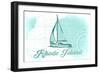 Rhode Island - Sailboat - Teal - Coastal Icon-Lantern Press-Framed Art Print