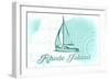Rhode Island - Sailboat - Teal - Coastal Icon-Lantern Press-Framed Art Print