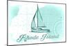 Rhode Island - Sailboat - Teal - Coastal Icon-Lantern Press-Mounted Art Print