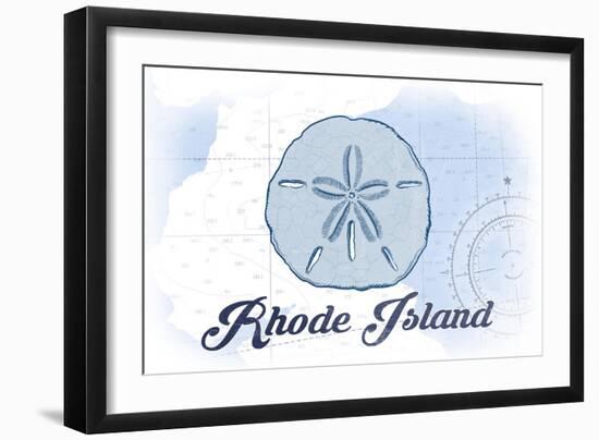 Rhode Island - Sand Dollar - Blue - Coastal Icon-Lantern Press-Framed Art Print