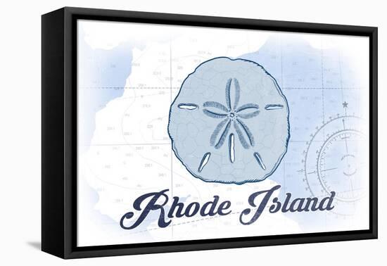 Rhode Island - Sand Dollar - Blue - Coastal Icon-Lantern Press-Framed Stretched Canvas