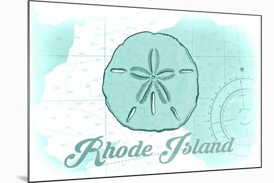 Rhode Island - Sand Dollar - Teal - Coastal Icon-Lantern Press-Mounted Art Print