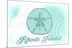 Rhode Island - Sand Dollar - Teal - Coastal Icon-Lantern Press-Mounted Art Print