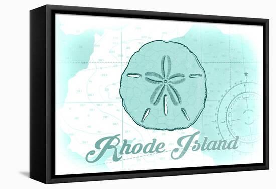 Rhode Island - Sand Dollar - Teal - Coastal Icon-Lantern Press-Framed Stretched Canvas