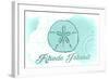 Rhode Island - Sand Dollar - Teal - Coastal Icon-Lantern Press-Framed Art Print