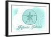 Rhode Island - Sand Dollar - Teal - Coastal Icon-Lantern Press-Framed Art Print