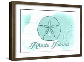 Rhode Island - Sand Dollar - Teal - Coastal Icon-Lantern Press-Framed Art Print