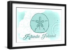 Rhode Island - Sand Dollar - Teal - Coastal Icon-Lantern Press-Framed Art Print