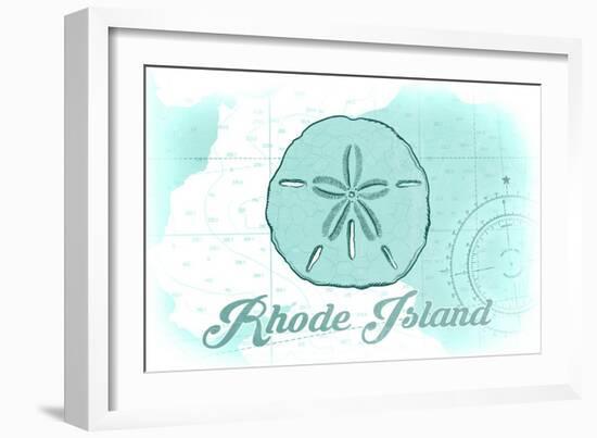 Rhode Island - Sand Dollar - Teal - Coastal Icon-Lantern Press-Framed Art Print