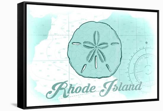 Rhode Island - Sand Dollar - Teal - Coastal Icon-Lantern Press-Framed Stretched Canvas