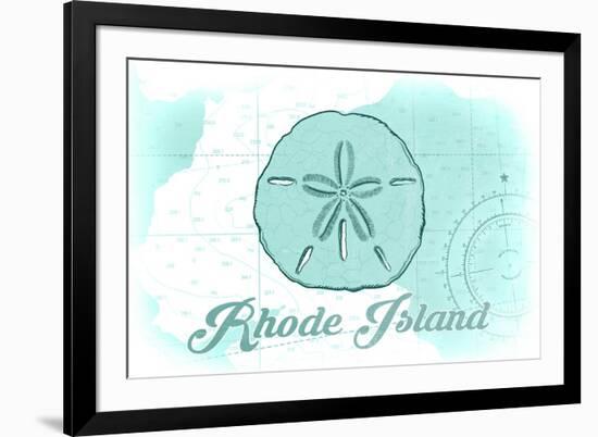 Rhode Island - Sand Dollar - Teal - Coastal Icon-Lantern Press-Framed Premium Giclee Print