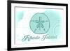 Rhode Island - Sand Dollar - Teal - Coastal Icon-Lantern Press-Framed Premium Giclee Print