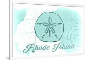 Rhode Island - Sand Dollar - Teal - Coastal Icon-Lantern Press-Framed Art Print