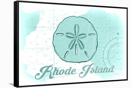 Rhode Island - Sand Dollar - Teal - Coastal Icon-Lantern Press-Framed Stretched Canvas