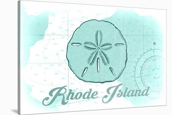 Rhode Island - Sand Dollar - Teal - Coastal Icon-Lantern Press-Stretched Canvas