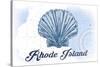 Rhode Island - Scallop Shell - Blue - Coastal Icon-Lantern Press-Stretched Canvas