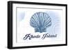 Rhode Island - Scallop Shell - Blue - Coastal Icon-Lantern Press-Framed Art Print