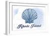 Rhode Island - Scallop Shell - Blue - Coastal Icon-Lantern Press-Framed Art Print