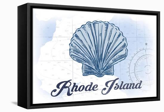 Rhode Island - Scallop Shell - Blue - Coastal Icon-Lantern Press-Framed Stretched Canvas