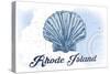 Rhode Island - Scallop Shell - Blue - Coastal Icon-Lantern Press-Stretched Canvas