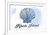 Rhode Island - Scallop Shell - Blue - Coastal Icon-Lantern Press-Framed Art Print