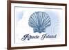 Rhode Island - Scallop Shell - Blue - Coastal Icon-Lantern Press-Framed Art Print