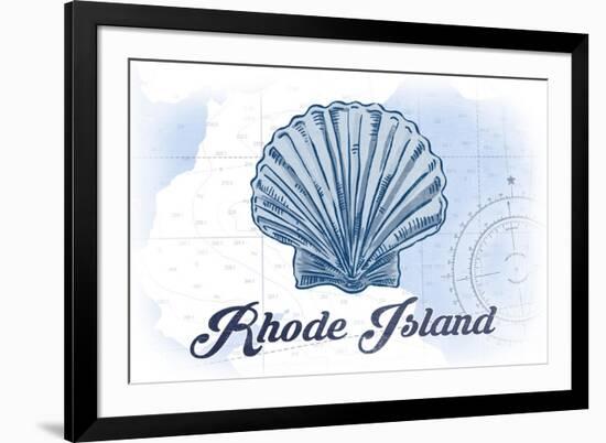 Rhode Island - Scallop Shell - Blue - Coastal Icon-Lantern Press-Framed Art Print