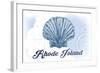 Rhode Island - Scallop Shell - Blue - Coastal Icon-Lantern Press-Framed Art Print