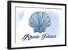 Rhode Island - Scallop Shell - Blue - Coastal Icon-Lantern Press-Framed Art Print