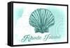 Rhode Island - Scallop Shell - Teal - Coastal Icon-Lantern Press-Framed Stretched Canvas