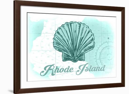 Rhode Island - Scallop Shell - Teal - Coastal Icon-Lantern Press-Framed Art Print