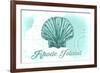 Rhode Island - Scallop Shell - Teal - Coastal Icon-Lantern Press-Framed Art Print