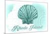 Rhode Island - Scallop Shell - Teal - Coastal Icon-Lantern Press-Mounted Art Print